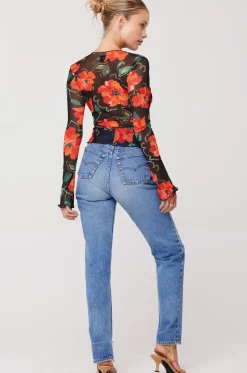 Clearance Aliyah Mesh Top In Poppy Women Tops
