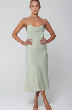Shop Berri Slip In Sage Women Dresses