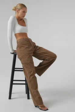 Fashion Elsa Cargo Pant In Espresso Women Bottoms