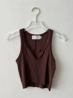 Cheap Ozzy Tank In Brown Women Tops