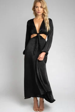 Cheap Noelle Maxi Dress - Black Maxi Dress With Sleeves Women Dresses