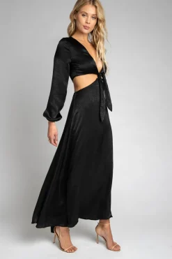 Cheap Noelle Maxi Dress - Black Maxi Dress With Sleeves Women Dresses