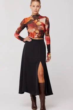 Fashion Skatie Midi Skirt In Black Women Bottoms